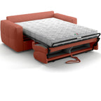 Cassian - Canapé Capitonné Convertible 3 Places en Tissu Chenille - Ouverture Express - Terracotta