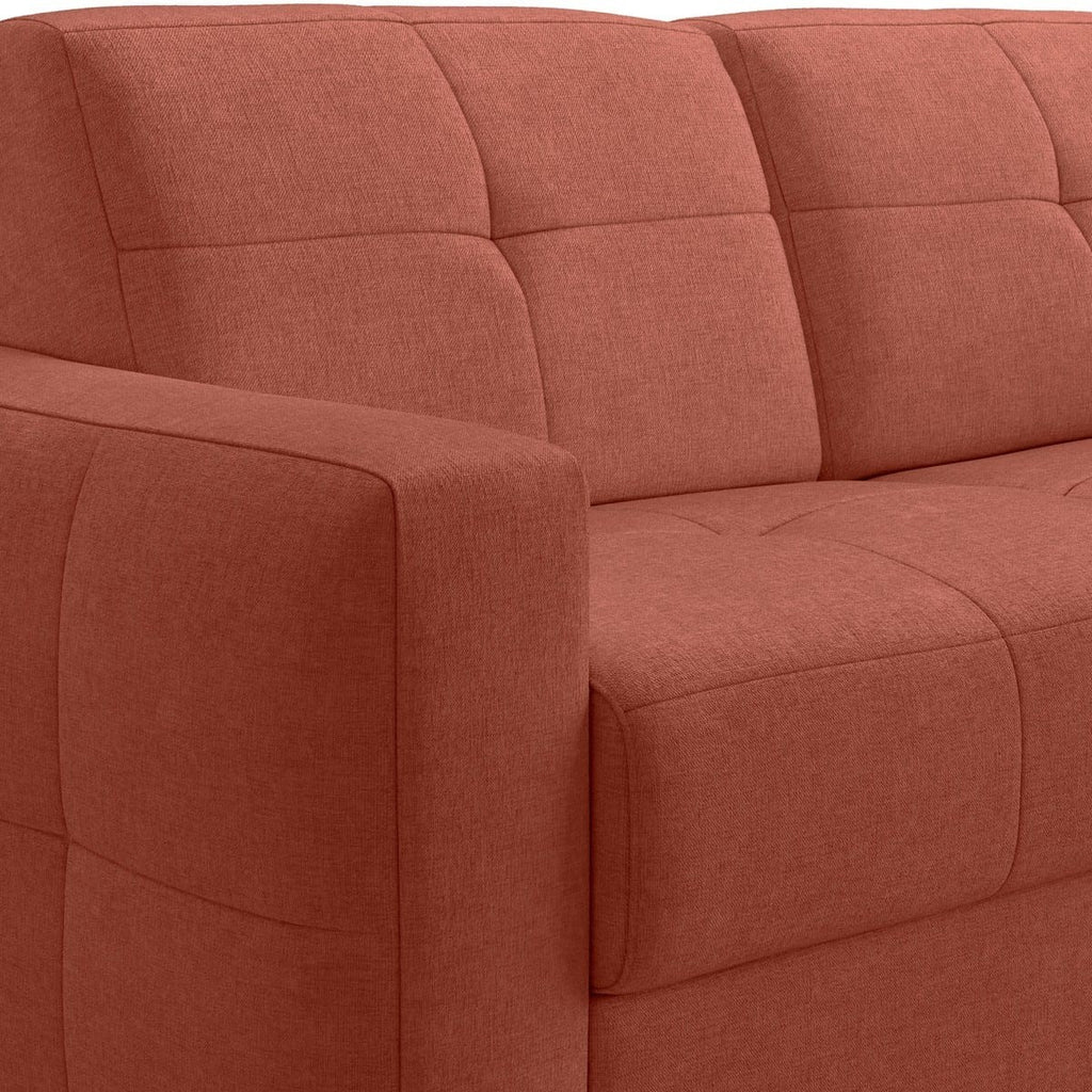 Cassian - Canapé Capitonné Convertible 3 Places en Tissu Chenille - Ouverture Express - Terracotta