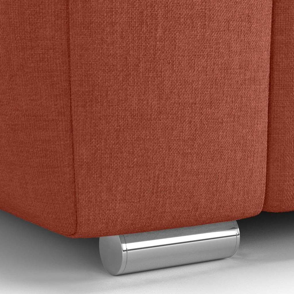 Cassian - Canapé Capitonné Convertible 3 Places en Tissu Chenille - Ouverture Express - Terracotta