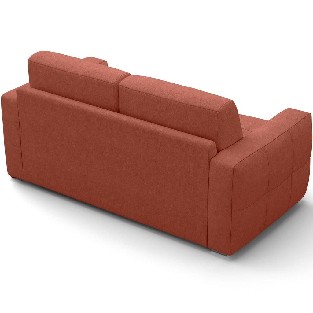 Cassian - Canapé Capitonné Convertible 3 Places en Tissu Chenille - Ouverture Express - Terracotta