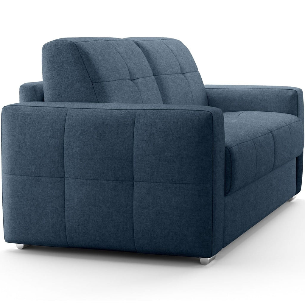 Cassian - Canapé Capitonné Convertible 3 Places en Tissu Chenille - Ouverture Express - Bleu Foncé