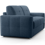 Cassian - Canapé Capitonné Convertible 3 Places en Tissu Chenille - Ouverture Express - Bleu Foncé