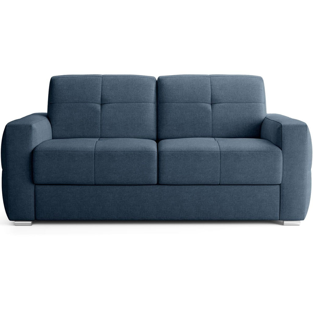 Cassian - Canapé Capitonné Convertible 3 Places en Tissu Chenille - Ouverture Express - Bleu Foncé