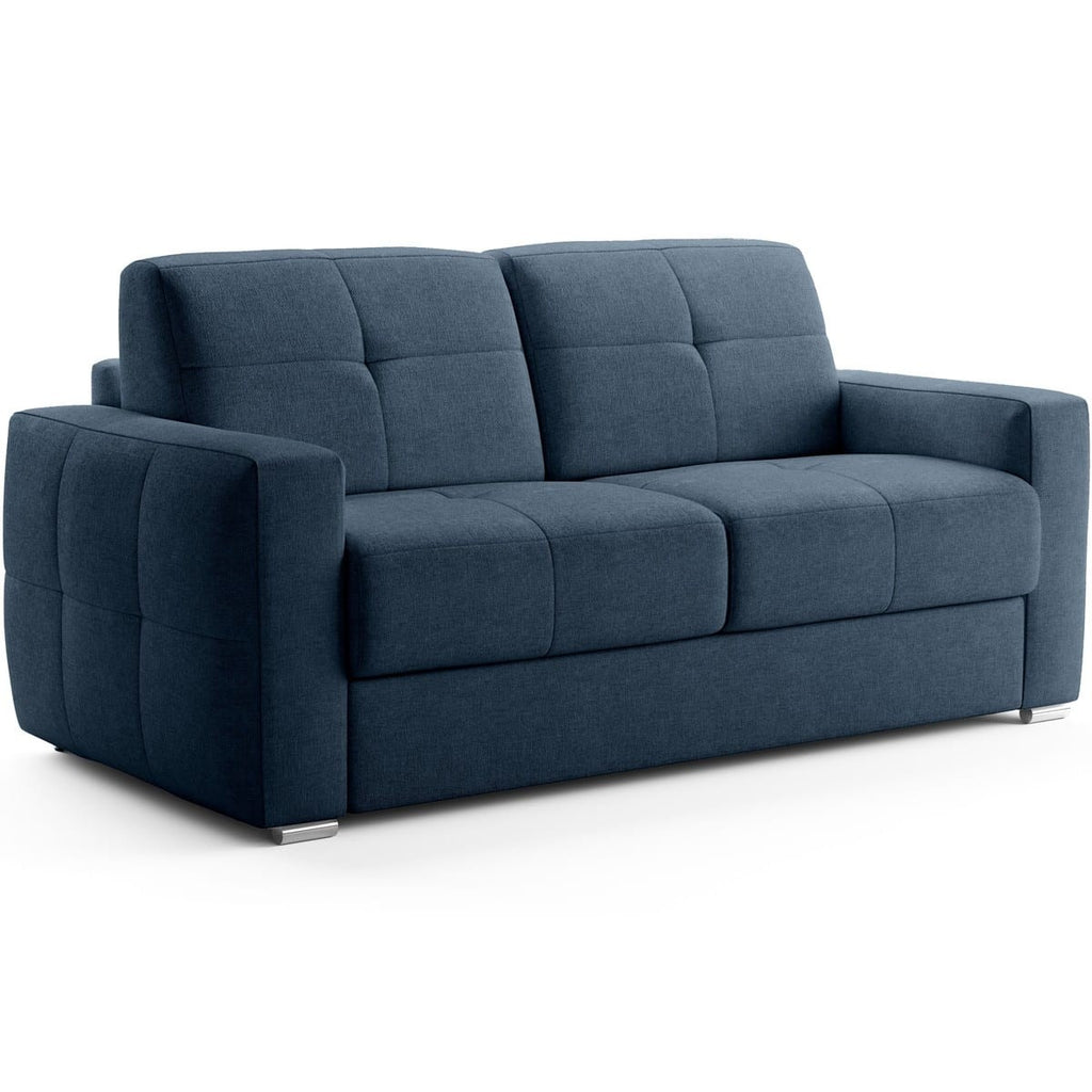 Cassian - Canapé Capitonné Convertible 3 Places en Tissu Chenille - Ouverture Express - Bleu Foncé