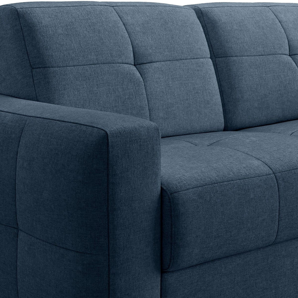 Cassian - Canapé Capitonné Convertible 3 Places en Tissu Chenille - Ouverture Express - Bleu Foncé