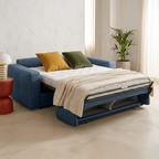 Cassian - Canapé Capitonné Convertible 3 Places en Tissu Chenille - Ouverture Express - Bleu Foncé
