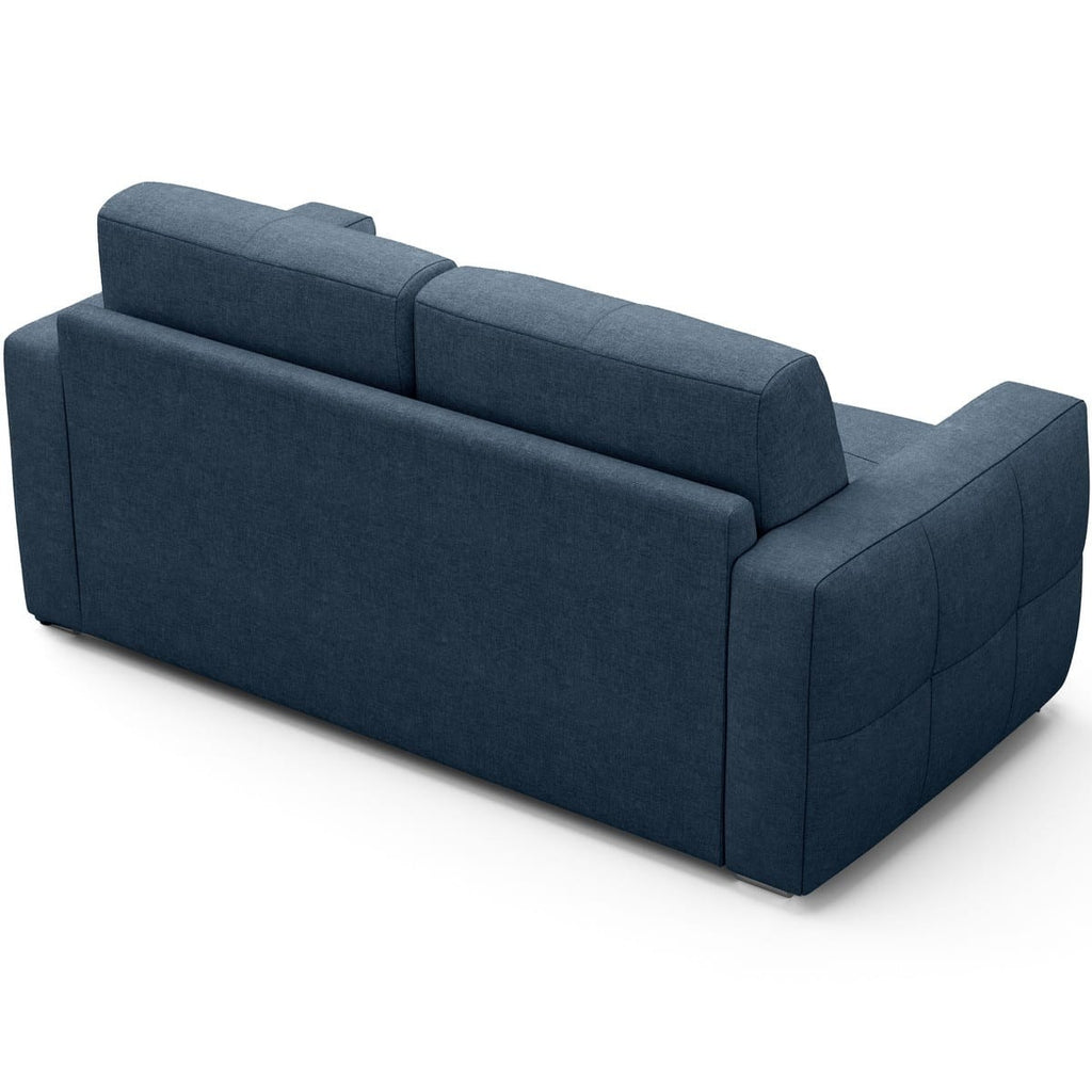 Cassian - Canapé Capitonné Convertible 3 Places en Tissu Chenille - Ouverture Express - Bleu Foncé