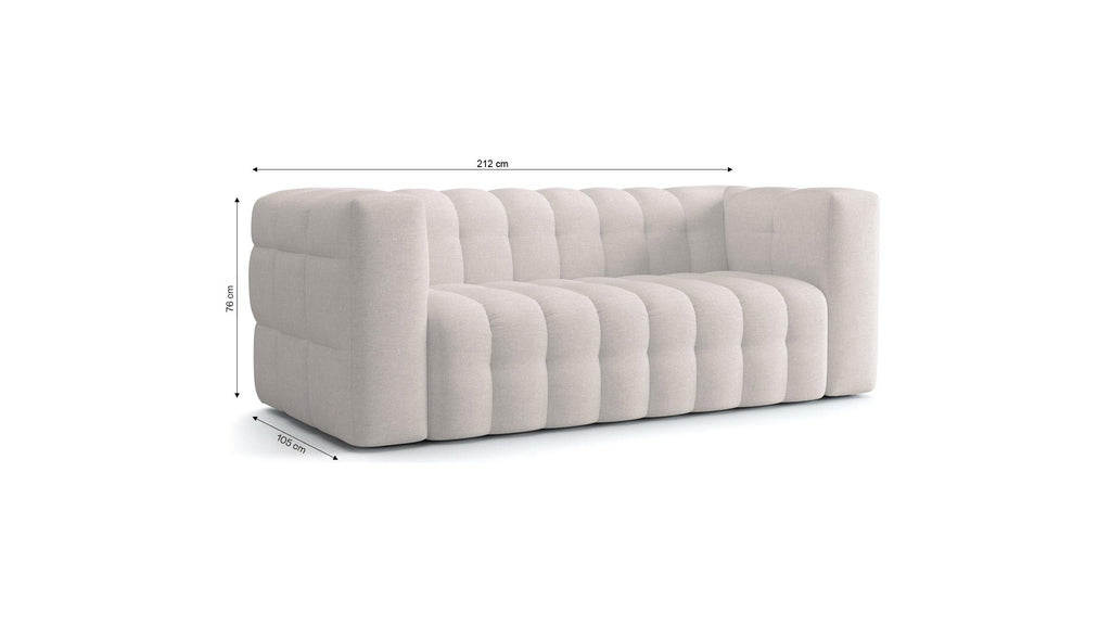 Cester - Canapé Capitonné 3 Places en Tissu Chenille - Beige