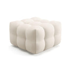 Cester - Pouf Capitonné en Tissu Bouclé - Beige