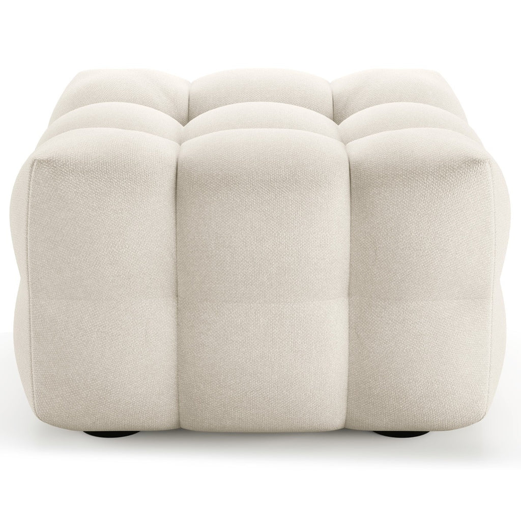 Cester - Pouf Capitonné en Tissu Bouclé - Beige