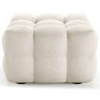 Cester - Pouf Capitonné en Tissu Bouclé - Beige
