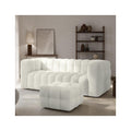 Cester - Pouf Capitonné en Tissu Bouclé - Beige