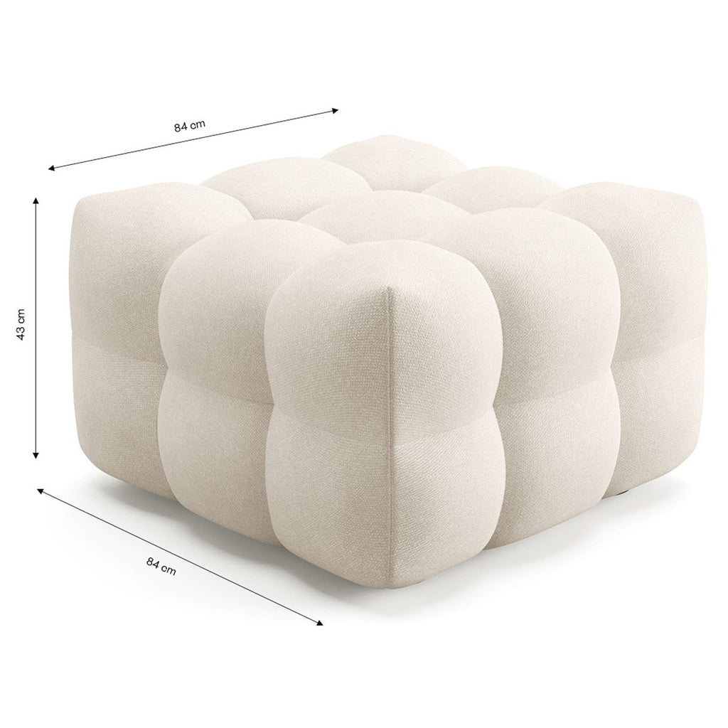 Cester - Pouf Capitonné en Tissu Bouclé - Beige