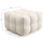 Cester - Pouf Capitonné en Tissu Bouclé - Beige