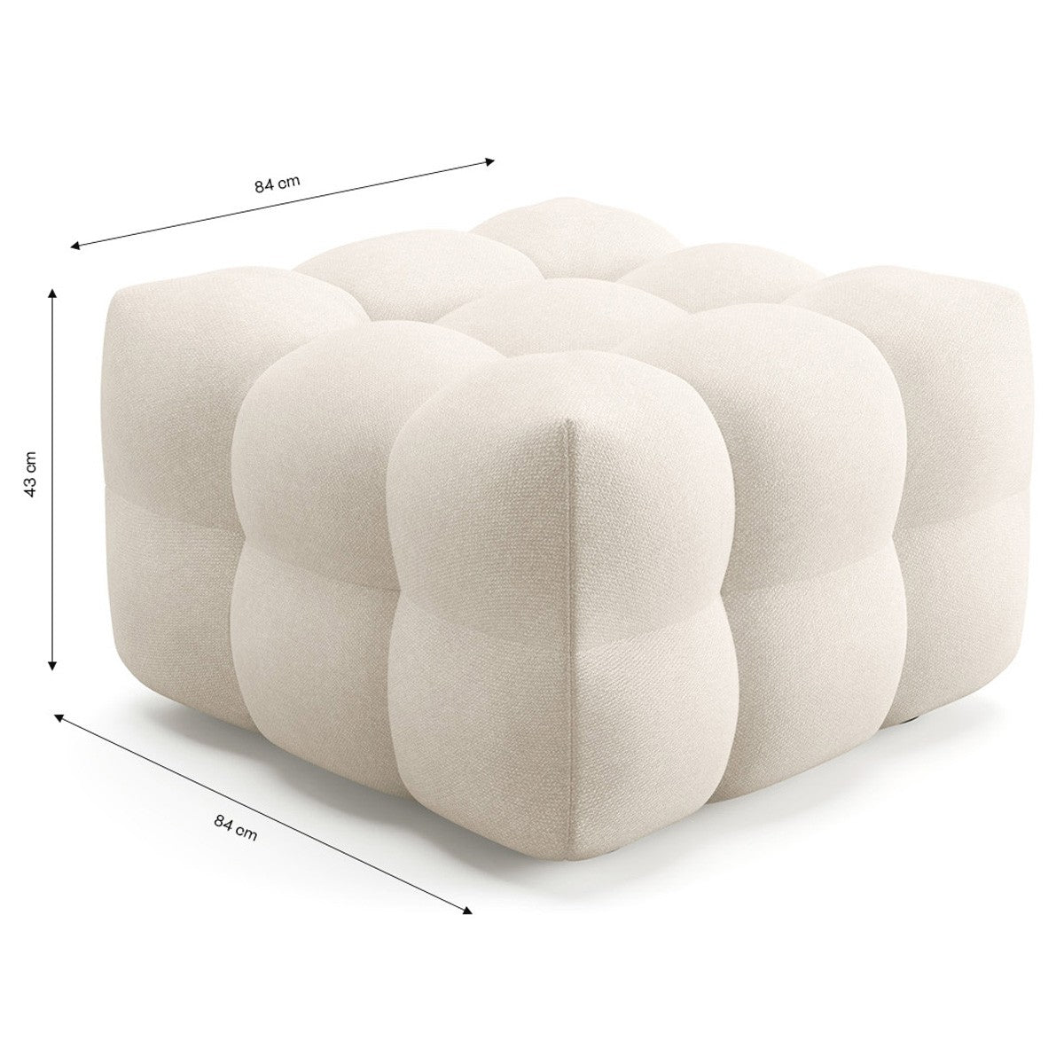 Cester - Pouf Capitonné en Tissu Bouclé - Beige
