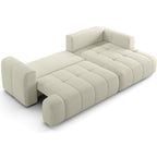 Karl - Canapé d'Angle à Droite Convertible 4 Places en Tissu Chenille - Ouverture Rapide - Beige