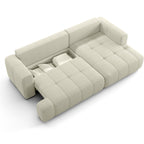 Karl - Canapé d'Angle à Droite Convertible 4 Places en Tissu Chenille - Ouverture Rapide - Beige