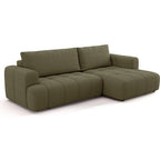 Karl - Canapé d'Angle à Droite Convertible 4 Places en Tissu Chenille - Ouverture Rapide - Vert Olive