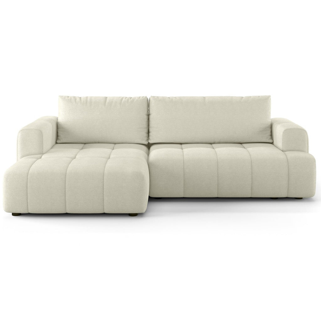 Karl - Canapé d'Angle à Gauche Convertible 4 Places en Tissu Chenille - Ouverture Rapide - Beige