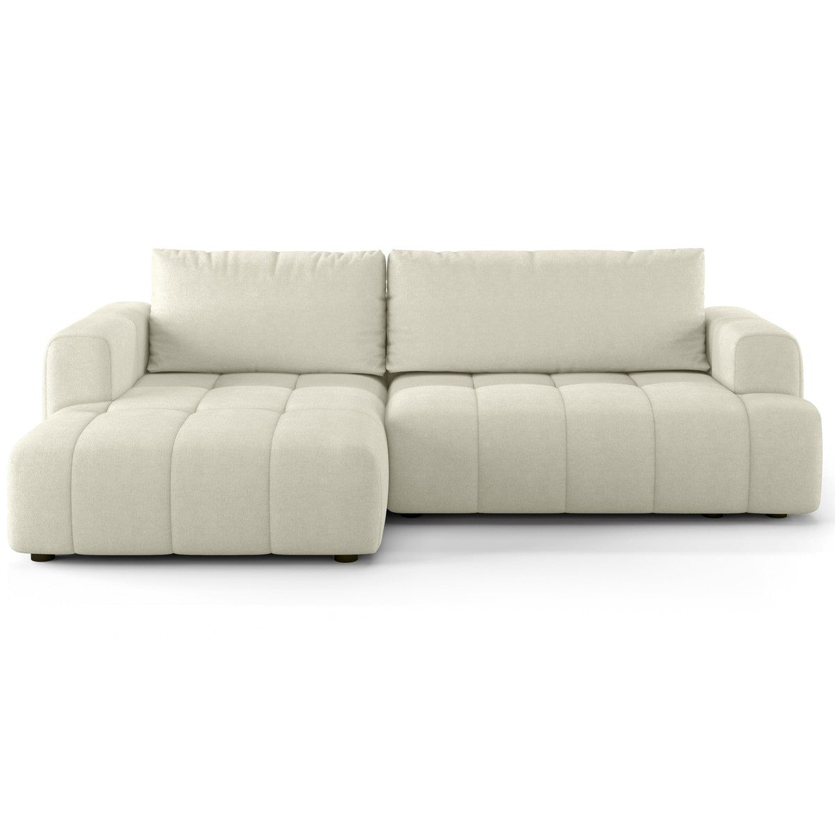 Karl - Canapé d'Angle à Gauche Convertible 4 Places en Tissu Chenille - Ouverture Rapide - Beige