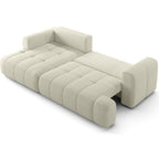 Karl - Canapé d'Angle à Gauche Convertible 4 Places en Tissu Chenille - Ouverture Rapide - Beige