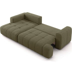 Karl - Canapé d'Angle à Gauche Convertible 4 Places en Tissu Chenille - Ouverture Rapide - Vert Olive