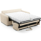 Lumio - Canapé Droit Convertible 3 Places en Velours Côtelé - Ouverture Express - Beige