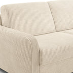 Lumio - Canapé Droit Convertible 3 Places en Velours Côtelé - Ouverture Express - Beige
