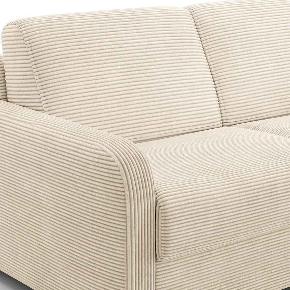 Lumio - Canapé Droit Convertible 3 Places en Velours Côtelé - Ouverture Express - Beige