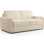 Lumio - Canapé Droit Convertible 3 Places en Velours Côtelé - Ouverture Express - Beige