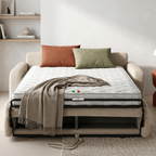 Lumio - Canapé Droit Convertible 3 Places en Velours Côtelé - Ouverture Express - Beige