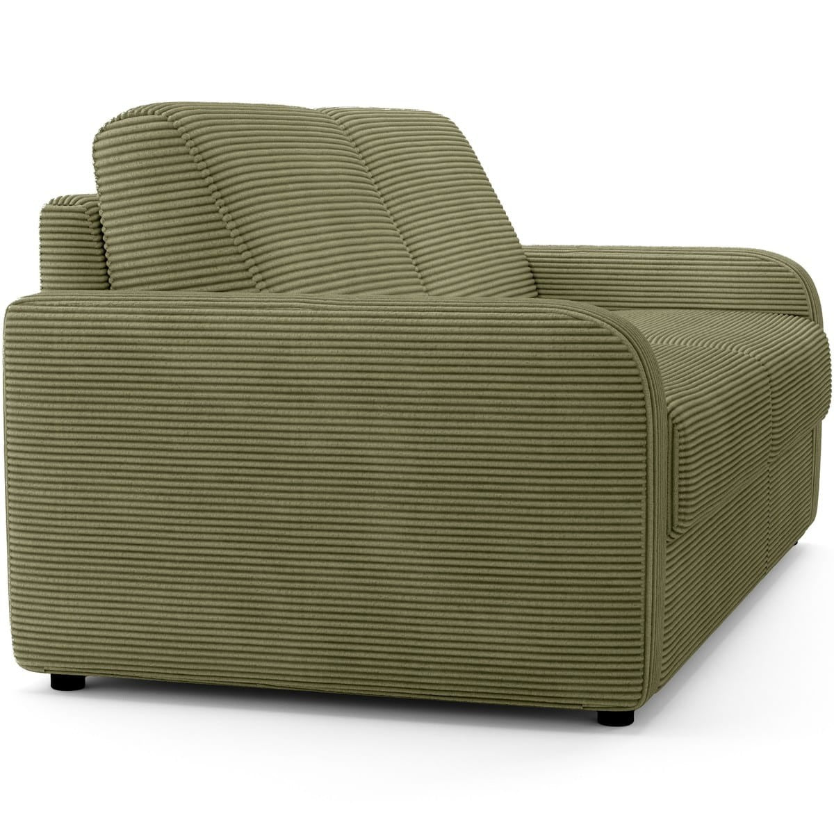 Lumio - Canapé Droit Convertible 3 Places en Velours Côtelé - Ouverture Express - Vert Kaki