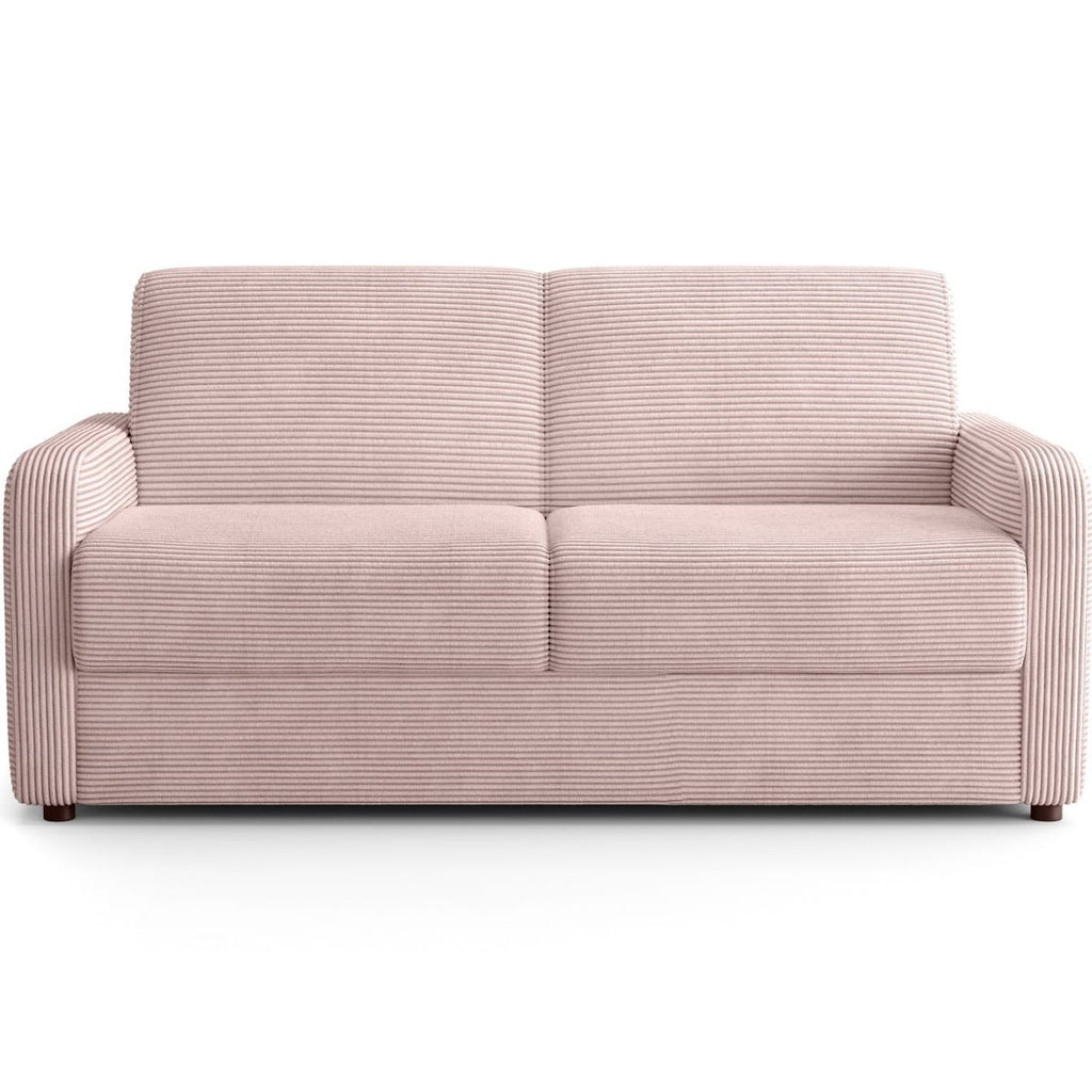 Lumio - Canapé Droit Convertible 3 Places en Velours Côtelé - Ouverture Express - Rose Pâle