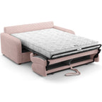 Lumio - Canapé Droit Convertible 3 Places en Velours Côtelé - Ouverture Express - Rose Pâle