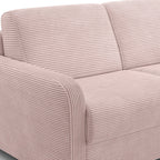 Lumio - Canapé Droit Convertible 3 Places en Velours Côtelé - Ouverture Express - Rose Pâle