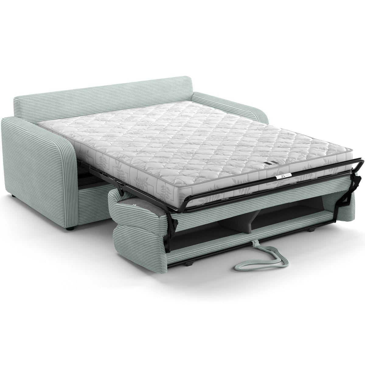 Lumio – Gerades Schlafsofa – Cord – Pastellblau