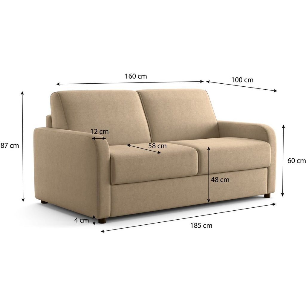 Lumio - Canapé Droit Convertible 3 Places en Tissu Chenille - Ouverture Express - Taupe
