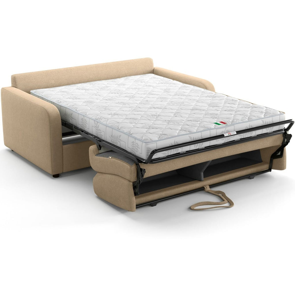 Lumio - Canapé Droit Convertible 3 Places en Tissu Chenille - Ouverture Express - Taupe