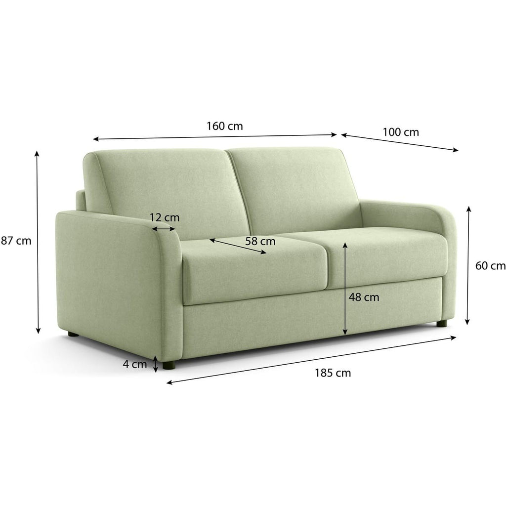 Lumio - Canapé Droit Convertible 3 Places en Tissu Chenille - Ouverture Express - Vert Sauge