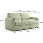 Lumio - Canapé Droit Convertible 3 Places en Tissu Chenille - Ouverture Express - Vert Sauge