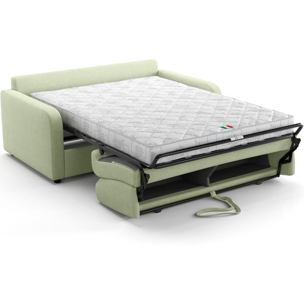 Lumio - Canapé Droit Convertible 3 Places en Tissu Chenille - Ouverture Express - Vert Sauge