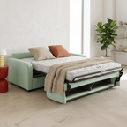 Lumio - Canapé Droit Convertible 3 Places en Tissu Chenille - Ouverture Express - Vert Sauge