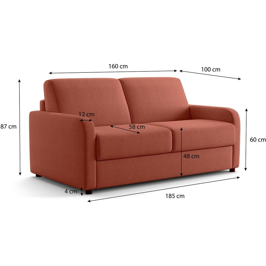 Lumio - Canapé Droit Convertible 3 Places en Tissu Chenille - Ouverture Express - Terracotta