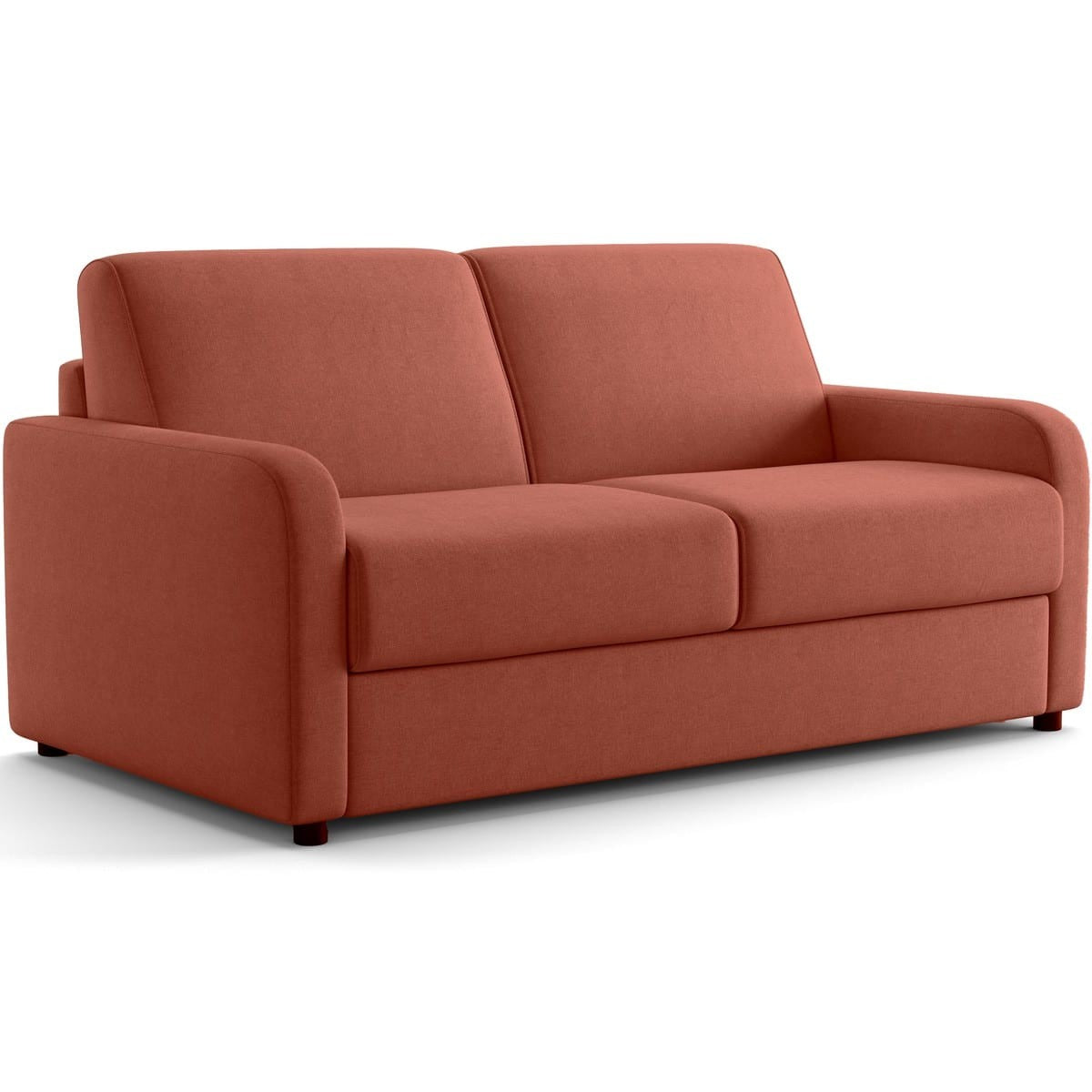 Lumio - Canapé Droit Convertible 3 Places en Tissu Chenille - Ouverture Express - Terracotta