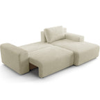 Luno - Canapé d'Angle Réversible Convertible 5 Places avec Coffre de Rangement en Velours Côtelé - Beige