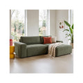 Luno - Canapé d'Angle Réversible Convertible 5 Places avec Coffre de Rangement en Velours Côtelé - Vert Kaki