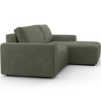 Luno - Canapé d'Angle Réversible Convertible 5 Places avec Coffre de Rangement en Velours Côtelé - Vert Kaki