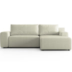 Luno - Canapé d'Angle Réversible Convertible 5 Places avec Coffre de Rangement en Tissu Chenille - Beige