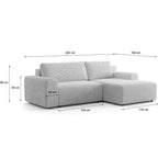 Luno - Canapé d'Angle Réversible Convertible 5 Places avec Coffre de Rangement en Tissu Chenille - Beige