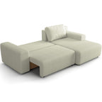 Luno - Canapé d'Angle Réversible Convertible 5 Places avec Coffre de Rangement en Tissu Chenille - Beige